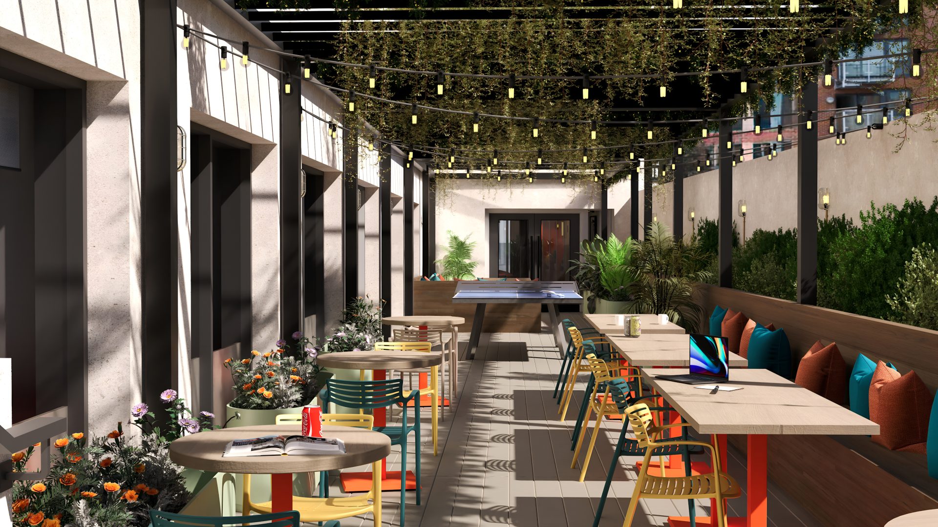 CGI visual of a communal social area at 119 High Street modular PBSA development, designed to support student wellbeing and community living