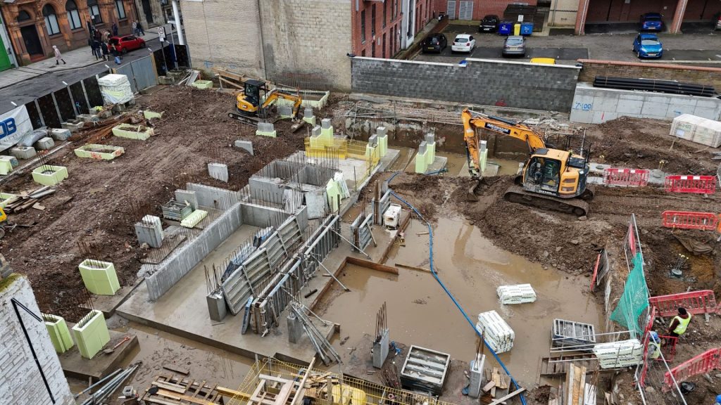 groundworks to a PBSA modular construction site in Southampton